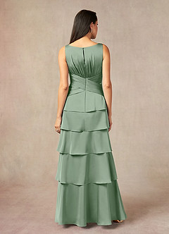 Azazie Viola vestidos de madre de la novia Vestido de Matcha de Satén Elástico de Corte en A con Plisado image3