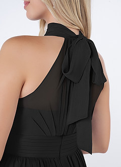 Azazie Iman Bridesmaid Dresses Black A-Line A-Line Ruched Chiffon Dress image11