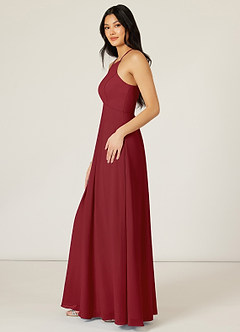 Azazie Sarah Brautjungfernkleider Empire Plissee Chiffon Kleid Granatapfelrot image3
