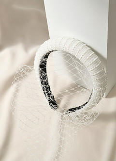 front Bridal Pearl Veil Headband