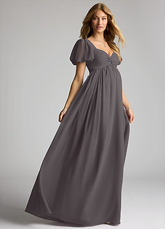 Azazie Madisynn Maternity Bridesmaid Dresses Bow Chiffon Floor-Length Dress image4