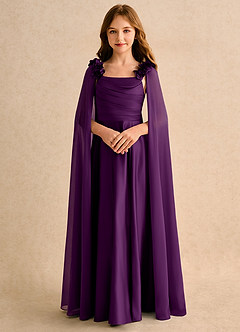 Azazie Rosita Girls Formal 플라워 걸 드레스 A라인 플리츠 매트 새틴 플로어 길이 드레스 image5