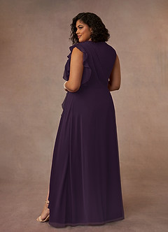 Azazie Narine Mother of the Bride Dresses Plum A-Line High Neckline Pleated Chiffon Dress image16