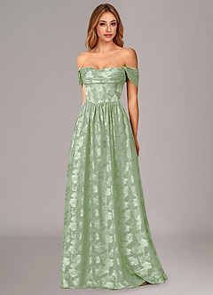 Azazie Hazel Bridesmaid Dresses Dusty Sage A-Line Corset Floral Burnout Dress image3