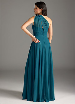 Azazie Charlize Bridesmaid Dresses Ink Blue A-Line One Shoulder Chiffon Dress image2