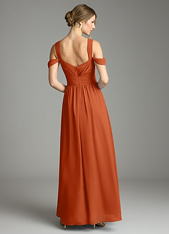Azazie Lianne Bridesmaid Dresses Burnt Orange A-Line Off the Shoulder Chiffon Dress image7