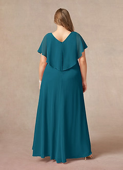 Azazie Eliza Mother of the Bride Dresses Ink Blue A-Line V-Neck Pleated Chiffon Dress image7