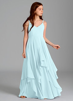 Azazie Karan Junior Robe Trapèze en Mousseline de soie Bleu Nuage image3