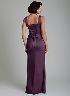 Azazie Amora Bridesmaid Dresses Plum Mermaid Corset Stretch Satin Dress image2