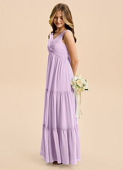 Azazie Devon Junior Linia A Marszczony Szyfon Długość podłogi Młodsza druhna Sukienka image7