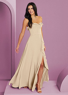 Barbie ♥ Azazie Bridesmaid Dresses Champagne A-Line Sweetheart Neckline Chiffon Dress image10