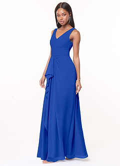 Azazie Julianna Bridesmaid Dresses Royal Blue A-Line Chiffon Dress image3