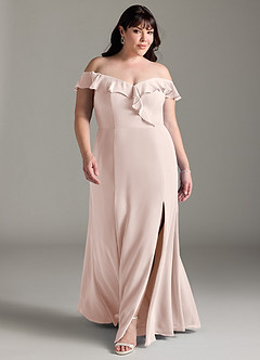 Azazie Sophie Final Sale Rose Petal A-Line Off the Shoulder Chiffon Convertible Dress image6