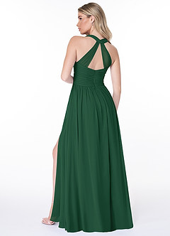 Azazie Jaclyn Bridesmaid Dresses Dark Green A-Line Pleated Chiffon Dress image6