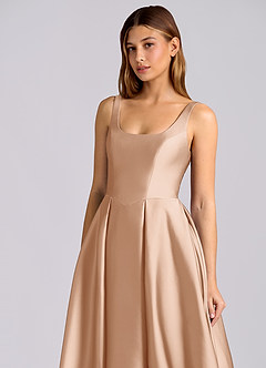 Azazie Amalie Bridesmaid Dresses English Rose A-Line Pleated Stretch Satin Dress image6