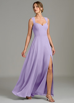 Azazie Gwendolyn Robes de demoiselle d'honneur Robe Trapèze en Mousseline de soie Encolure en Forme de Cœur Lilas image3