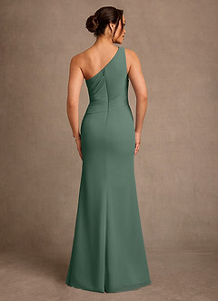 Azazie Floy 신부의 어머니 드레스 쉬스 한쪽 어깨 쉬폰 플로어 길이 드레스 image3