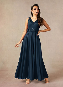 Azazie Devana Abiti per la Madre della Sposa Abito A-Line in Chiffon Paillettes Marino Scuro image3