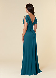 Azazie Reneya Mother of the Bride Dresses Ink Blue A-Line Pleated Mesh Dress image3