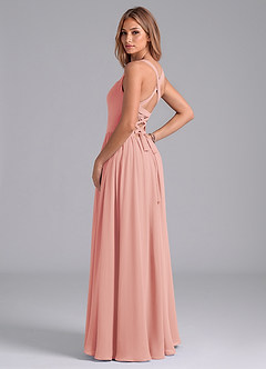 Azazie Francis Bridesmaid Dresses Rosette A-Line Corset Chiffon Dress image2
