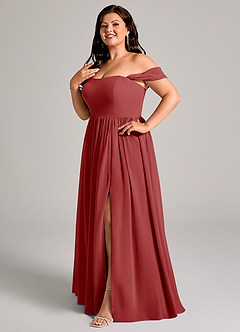 Azazie Calianna Bridesmaid Dresses Rust A-Line Off the Shoulder Chiffon Convertible Dress image10