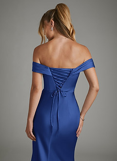 Azazie Hayden Bridesmaid Dresses Royal Blue Mermaid Corset Stretch Satin Dress image7