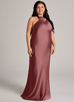 Azazie Velli Abiti da Damigella Abito Sirena in Raso Elasticizzato Collo Alto Ametista image11