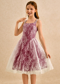 Azazie Cubbie Girls Formal Flower Girl Dresses Burgundy A-Line Lace Dress image1