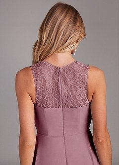 Azazie Vina Bridesmaid Dresses Vintage Mauve A-Line Lace Chiffon Dress image7