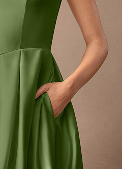 Azazie Fulton Mother of the Bride Dresses Juniper A-Line Pleated Stretch Satin Dress image7