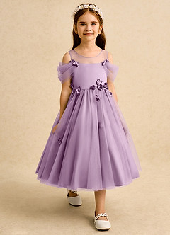 Azazie Juni Abiti da Ragazza di Fiori Abito Principessa in Tulle Plissettato Glicine image7