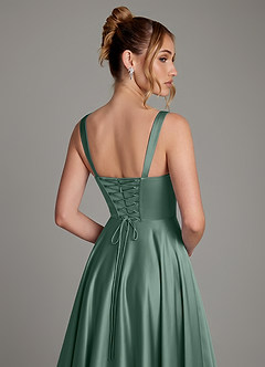 Azazie Azaria Brautjungfernkleider A-Linie Korsett Stretch-Satin Kleid Eukalyptus image2