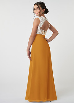 Azazie Rana Junior A-Linie Spitze Chiffon Kleid Butterscotch image4