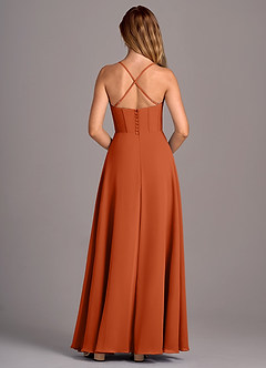 Azazie Carolyn Bridesmaid Dresses Burnt Orange A-Line Pleated Chiffon Dress image6