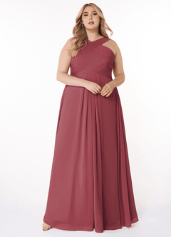 Azazie Kaleigh Jurken voor bruidsmeisjes Jurk van Chiffon met A-Lijn Geplooid Merlot image7