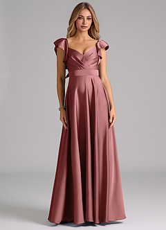 Azazie Leilani Bridesmaid Dresses Amethyst A-Line Ruched Stretch Satin Dress image3