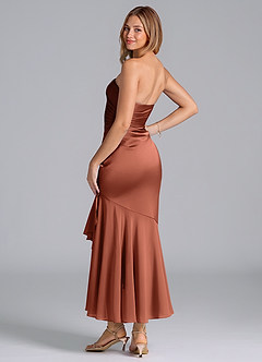 Azazie Danie Bridesmaid Dresses Clay Sheath Strapless Chiffon Dress image2