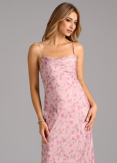 Azazie Reanna Bridesmaid Dresses Rosette Dreamy Floral Sheath Pleated Dreamy Floral Dress image2