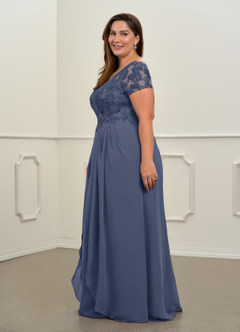 Azazie Dunja Mother of the Bride Dresses Stormy A-Line V-Neck Lace Chiffon Dress image11