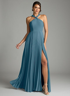 Azazie Afra Robes de demoiselle d'honneur Robe Trapèze en Mousseline de soie Plissée Bermude image1