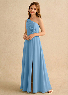 Azazie Puddles Girls Formal Flower Girl Klänningar Klä A-Line i Chiffong Ena axeln image4