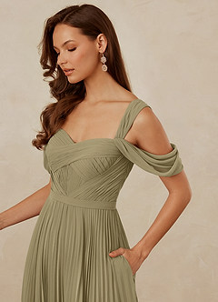 Christian Siriano Bridal for Azazie 1013 Bridesmaid Dresses Moss Green A-Line Off the Shoulder Chiffon Dress image6
