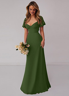 Barbie ♥ Azazie Bridesmaid Dresses Olive A-Line Pleated Chiffon Dress image6