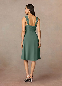 Azazie Olivia Mother of the Bride Dresses Sea Moss A-Line Square Neckline Pleated Chiffon Dress image5