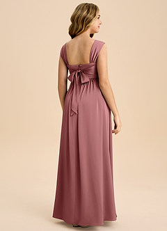 Azazie Hattie Junior A라인 주름진 스트레치 새틴 플로어 길이 주니어 신부 들러리 드레스 image7