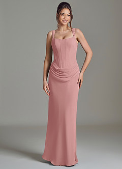 Azazie Niamh Bridesmaid Dresses Dusty Rose Mermaid Corset Chiffon Dress image5