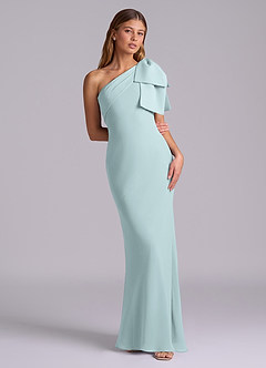 Azazie Yuanna Bridesmaid Dresses Mist Mermaid One Shoulder Chiffon Dress image3