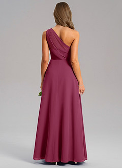 Azazie Phaedra Brautjungfernkleider A-Linie One-Shoulder Chiffon Kleid Maulbeerrot image10