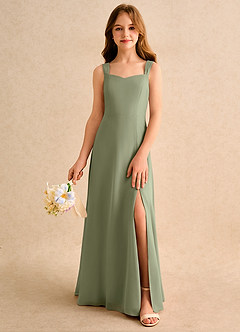Azazie Makani Girls Formal Flower Girl Dresses Pistachio A-Line Sweetheart Neckline Chiffon Dress image3