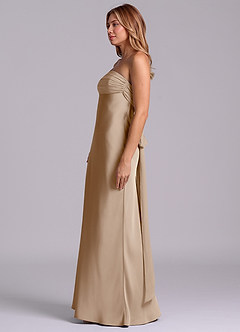 Azazie Ailanie Brudtärnklänningar Klä av Tubklänning i Stretch Satin Axelbandslös Taupe image6